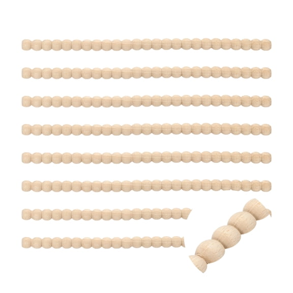 8 Pack 15.75" Decorative Wood Trim, Unfinished 3D Wooden Furniture Molding Trim for DIY Craft, Home Wall Cabinet Shelf Window Door (Half-Round Pearl, 20mm)