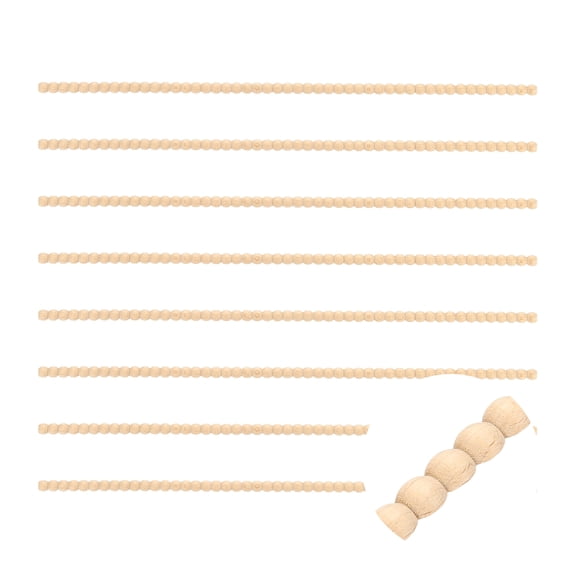 8 Pack 15.75" Decorative Wood Trim, Unfinished 3D Wooden Furniture Molding Trim for DIY Craft, Home Wall Cabinet Shelf Window Door (Half-Round Pearl, 9mm)