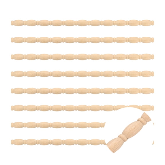 8 Pack 15.75" Decorative Wood Trim, Unfinished 3D Wooden Furniture Molding Trim for DIY Craft, Home Wall Cabinet Shelf Window Door (Single Gourd Line, 18mm)