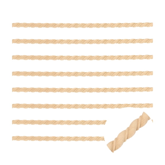 8 Pack 15.75" Decorative Wood Trim, Unfinished 3D Wooden Furniture Molding Trim for DIY Craft, Home Wall Cabinet Shelf Window Door (Twisted-Shaped, 14mm)