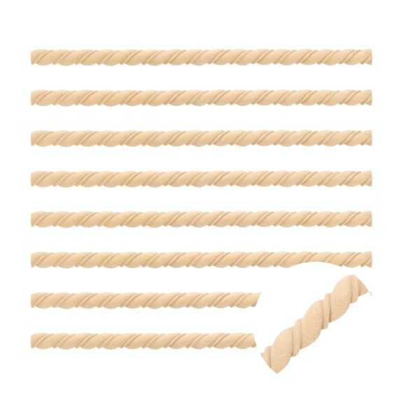 8 Pack 15.75" Decorative Wood Trim, Unfinished 3D Wooden Furniture Molding Trim for DIY Craft, Home Wall Cabinet Shelf Window Door (Twisted-Shaped, 20mm)