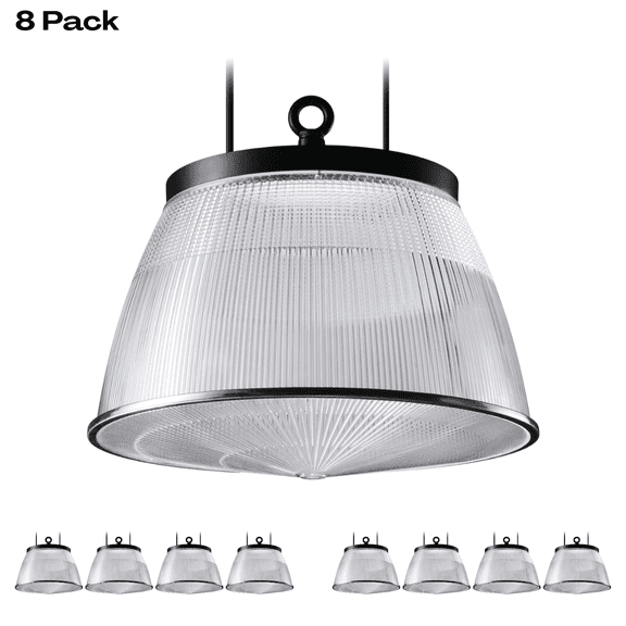 8 Pack 150W LED UFO High Bay Light with Reflector, 0-10V Dimmable, 21700LM Utra-bright, Industrial Commercial Garage Light for Warehouse Workshop Factory, 5000K Daylight