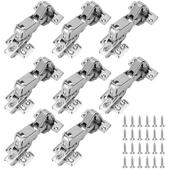 8 Pack 180 Degree Cabinet Hinges, Soft Close Cabinet Hinges Slow Smooth Hidden Frameless for Corner, Hidden Door, Kitchen Cabinets, Cupboard Folded$$Tools & Hardware Other