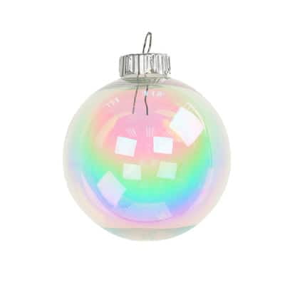 8 Pack 2.75" Clear Iridescent DIY Plastic Ball Ornaments by Make Market - Christmas Ornaments