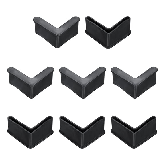 8 Pack 2" Bed Frame End Caps, Rubber L-Shape Angle Iron Foot Pad Leg Protector, Anti-Slip Leg Caps Edge Corner Furniture End Covers with Side for Furniture Shelves, Black
