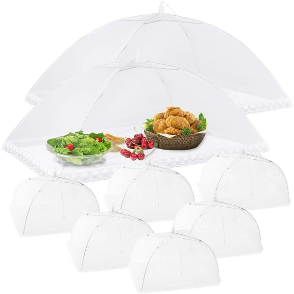 8 Pack 2 Size Mesh Food Covers for outside, 2 Jumbo and 6 Large Cake Cover Net for Indoor/Outdoor, Picnic Accessories Fruit Cover Tent Keeping Out Flies Bugs Mosquitos