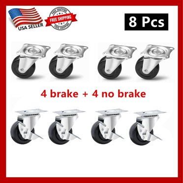 2" Swivel Caster Wheels With Top Plate – Heavy Duty Rubber (24 Pack) – 100lb Capacity Each