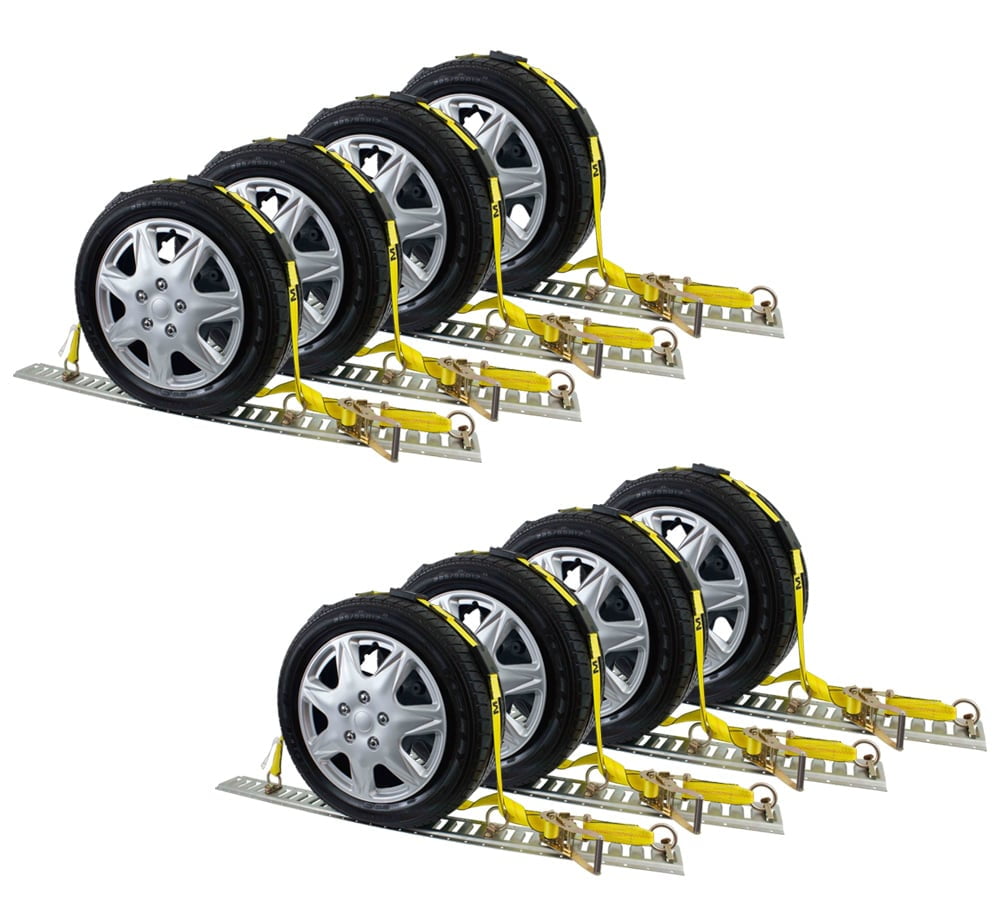 Over wheel car transporter ratchet straps discount