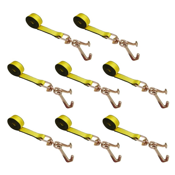 8 Pack 2" x 10' TJ Cluster Hook Car Strap for Wrecker Tow Truck Auto Hauling