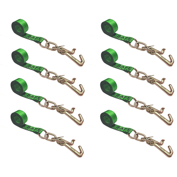 8 Pack 2" x 10' TJ Cluster Hook Car Strap for Wrecker Tow Truck Auto Hauling