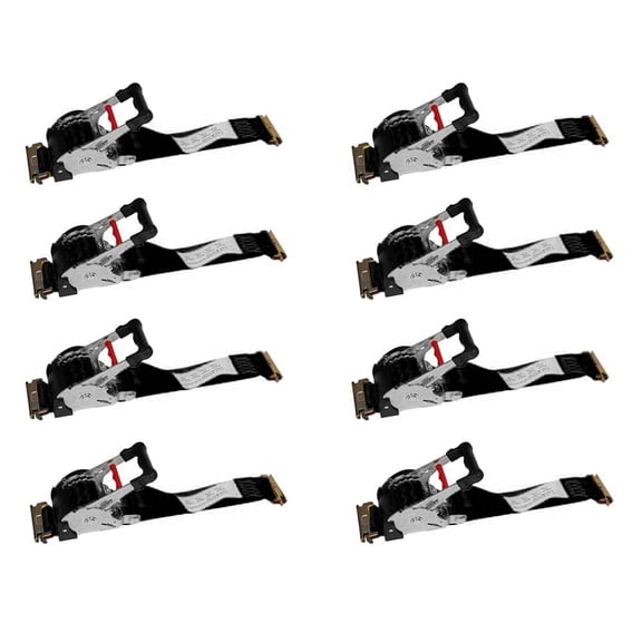 8 Pack 2'' x 12' Auto Retractable Ratchet Straps for E-Track - Black Retractable Tie Down Straps with 1100 lbs WLL - Self Ratcheting Strap for Boat, Jet Ski, ATVs, Bikes