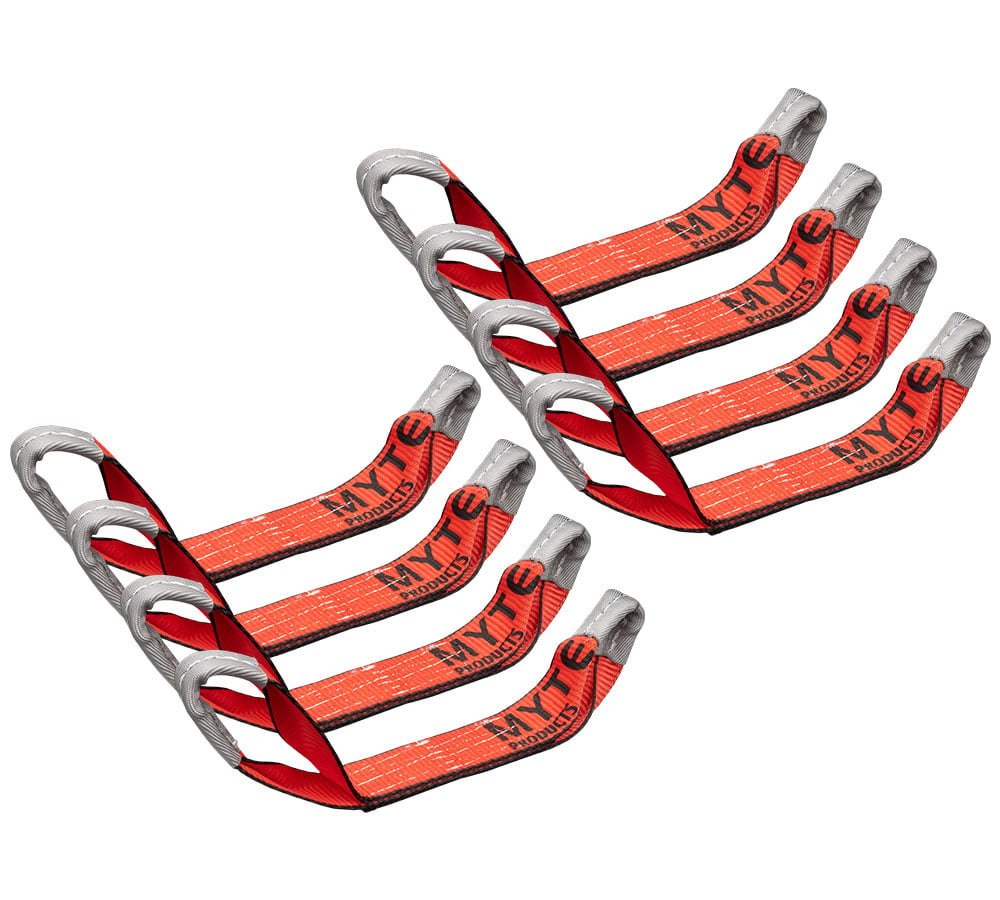8 Pack 2" x 16" Replacement Dog Bone Short Strap Red | Heavy-Duty 2 Inch Car Tie Down Short Strap with Sewn Eye Loop