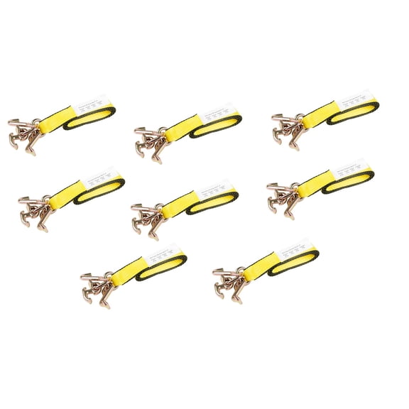 (8 Pack) 2" x 8' Recovery Winch Strap w/ RTJ Cluster Hook Towing Truck Wrecker Tie Down