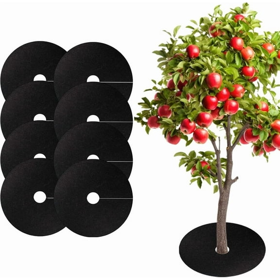 8 Pack 20.5 Inch Non-Woven Tree Mulch Ring, NOGIS Tree Protector Mat, Round Anti Grass Gardening Landscaping Fabric Cover, Reusable Tree Weed Barrier Mat for Weed Control Root Protection