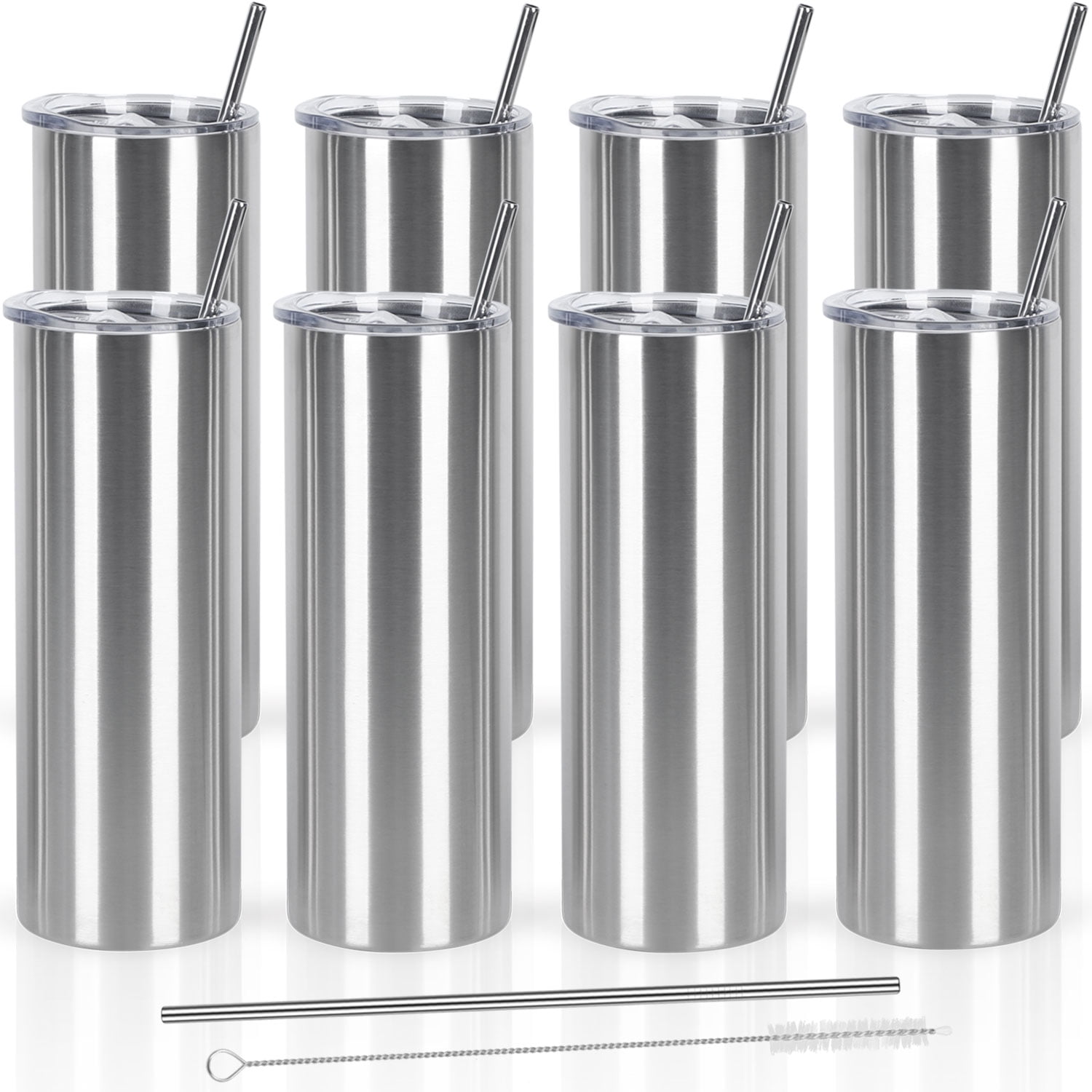 VEGOND Stainless Steel Tumblers Bulk 12 Pack, 20 oz Vacuum Insulated Skinny  Tumblers with Lids and Straws, Double Wall Coffee Mug, Travel Water Cup