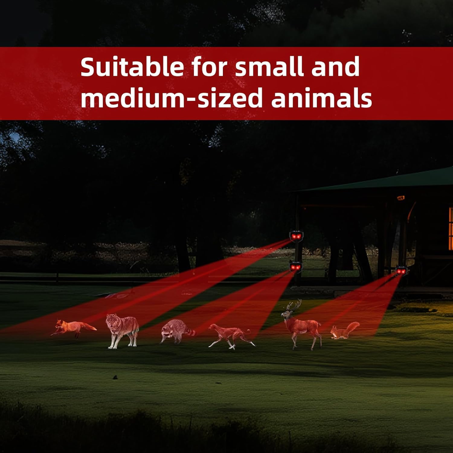 8 Pack 2025 Solar Nocturnal Animal Repeller Coyote Deterrent Predator Lights for Chicken Coop Farm Yard