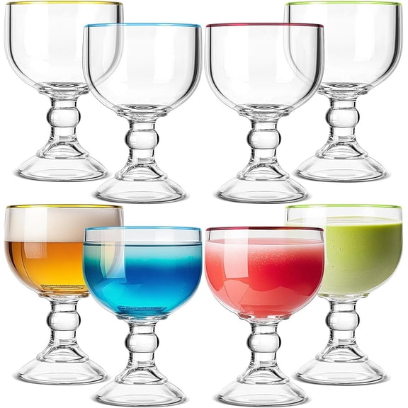 8 Pack 21.5 oz Margarita Schooner Glasses Bulk Claw Shaped Shrimp Glasses Big Goblet Style Schooner for , Coronaritas, Margaritas (Colorful)