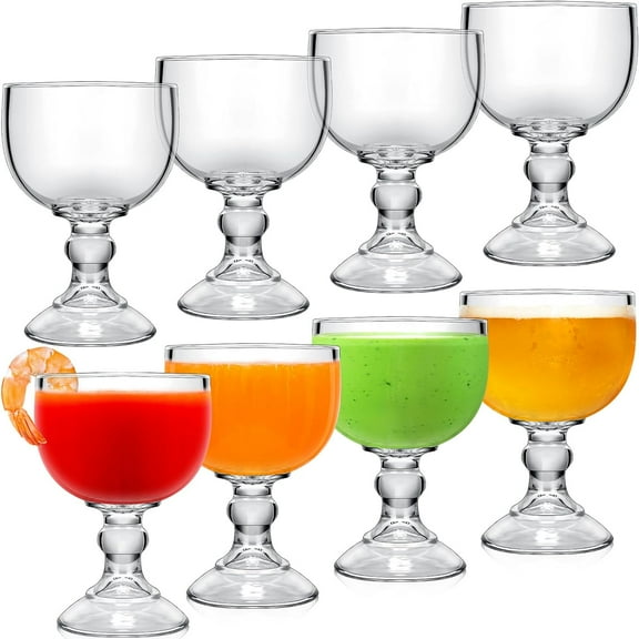 8 Pack 21.5 oz Margarita Schooner Glasses Bulk Extra Large Claw Shaped Shrimp Glasses Big Goblet Style Schooner for Cocktail, Coronaritas, Margaritas