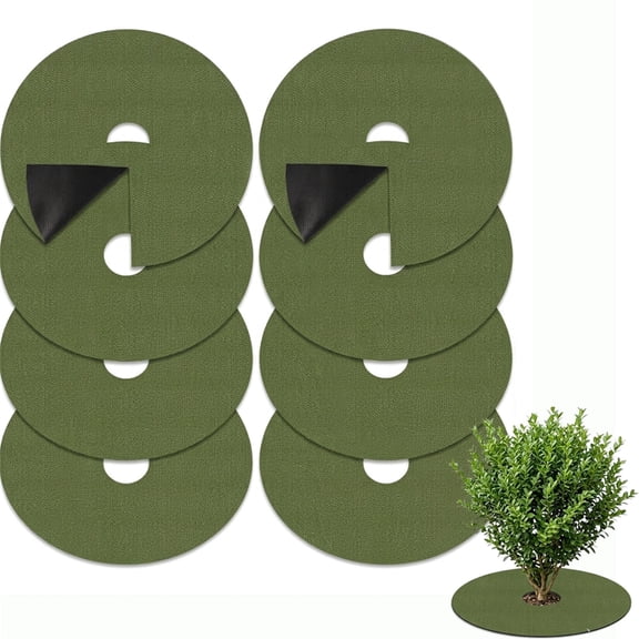 8 Pack 24.4 Inch Non-Woven Tree Mulch Ring, XISELI Degradable Tree Protector Mat, Reusable Tree Weed Barrier Mat for Weed Control Root Protection