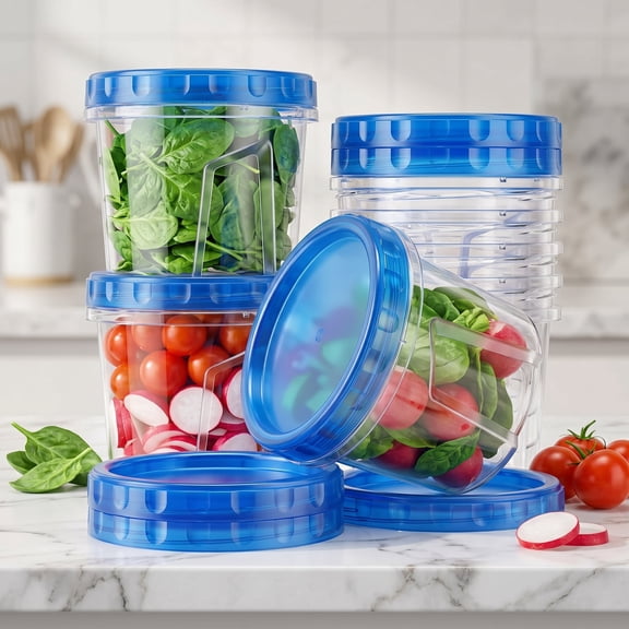 8-Pack 24 OZ Plastic Containers with Lids – BPA-Free Freezer Soup Storage Containers, Twist Top, Reusable, Microwave & Dishwasher Safe