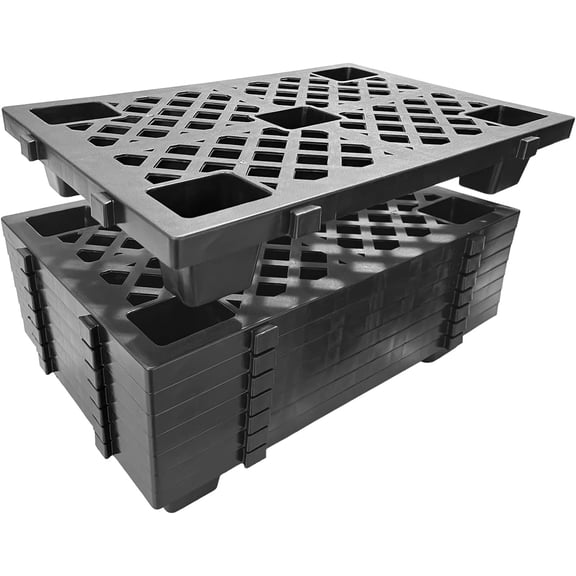 8 Pack 24x16 In HDPE Plastic Floor Pallets Heavy Duty Storage Pallets for Garage