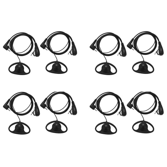 (8 Pack) 2Pin Advanced D Shape -Ear Ptt Headset Earpiece Mic 2 Way Radios Gp88S Gp300 Gp68 Gp2000 Gp88