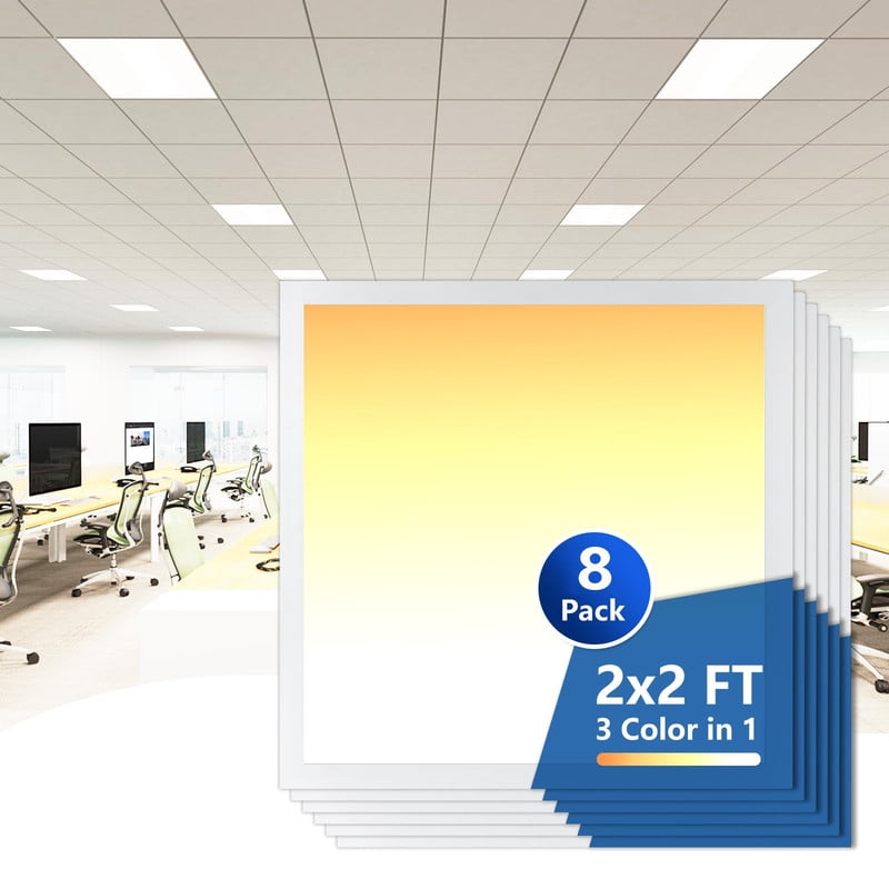 8 Pack 2x2 LED Flat Panel Light Drop Ceiling 0-10V Dimmable, 20W/30W/40W Selectable, 3000K 4000K 5000K Switchable, 120-277V, ETL Listed
