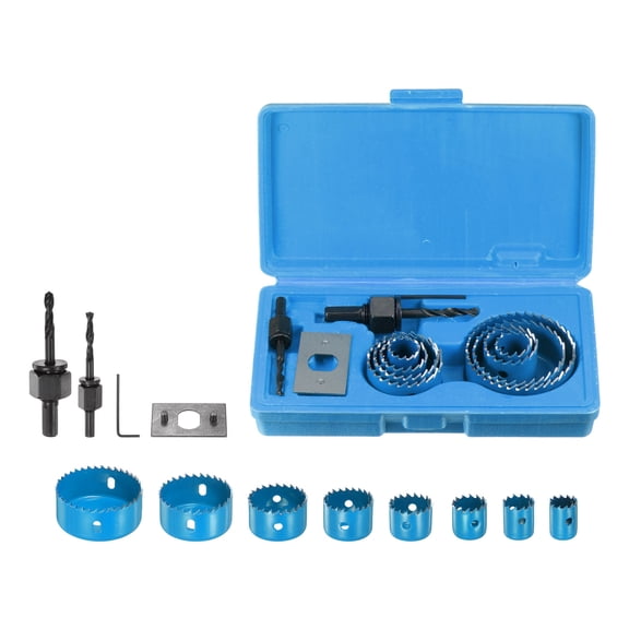 8 Pack 3/4" - 2-1/2" HSS (High Speed Steel) Industrial Hole Saw Set Kit for Wood Plastic Metal Blue