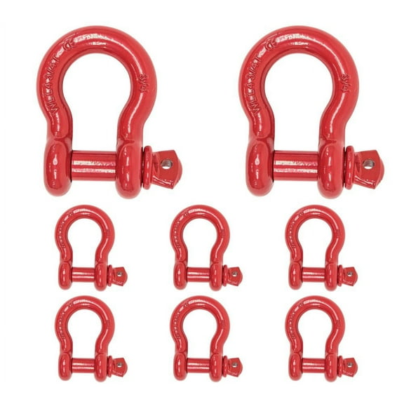 (8 Pack) 3/4" Anchor Shackle Forged Carbon Steel w/ Alloy Screw Pin Load Limit # 4.75 Tons (9,500 lbs) | Double Rust Protection Heavy Duty D Ring Shackle for Towing, Rigging & Vehicle Recovery