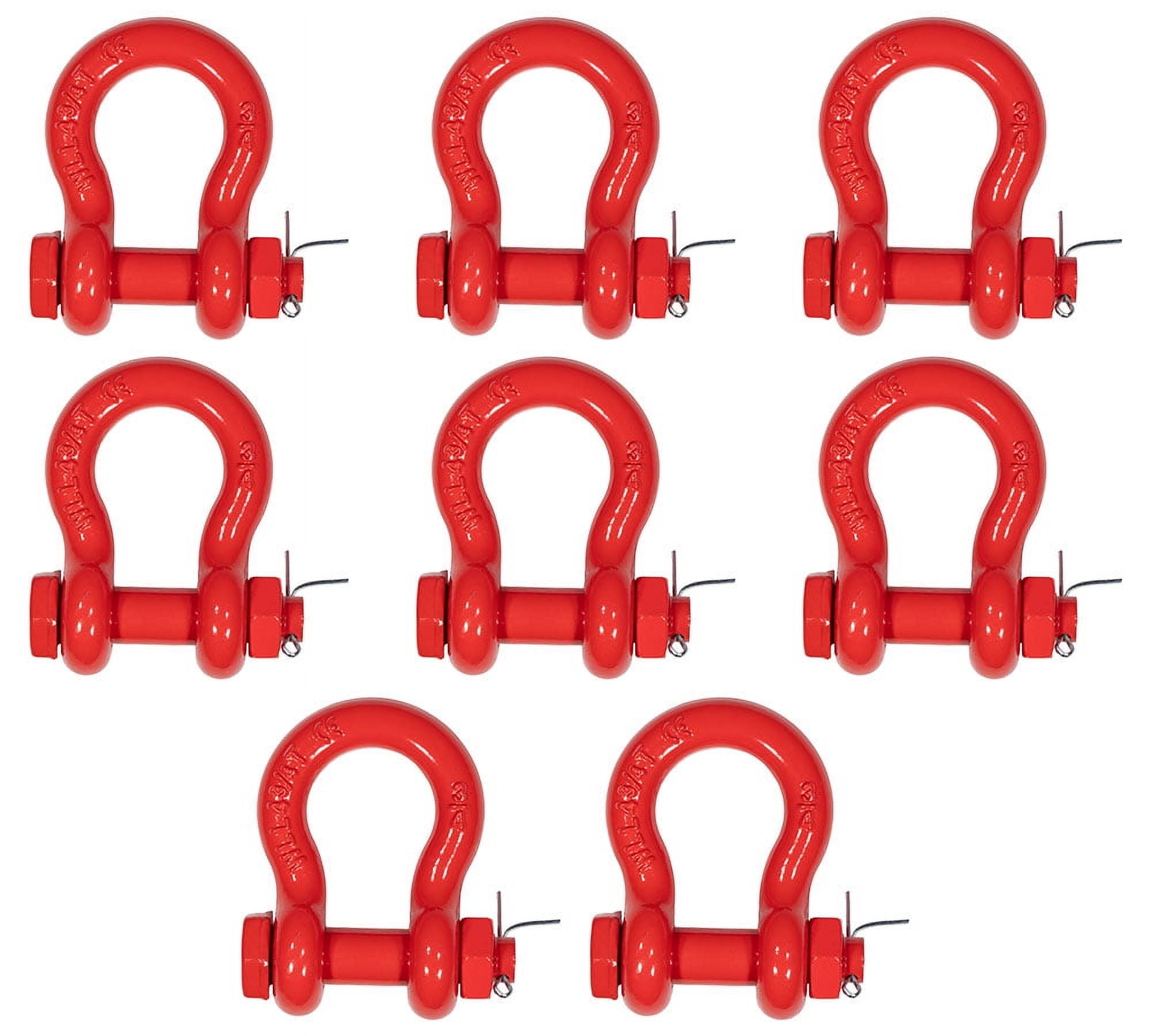 8 Pack 3/4" Anchor Shackle Forged Carbon Steel w/Safety Screw Pin Load Limit 9,500 lbs, Double Rust Protection Heavy Duty D Ring Bolt Type Shackle for Towing, Rigging, Vehicle Recovery