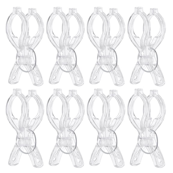 8 Pack 3.5 Inch Plastic Clothespins, Multi-Purpose Kitchen Towel Clip Spring Clamp, Non-Slip, Beach Towel Clip for Beach Chair, Suitable for Kitchen, Towel Rack Beach, Clear