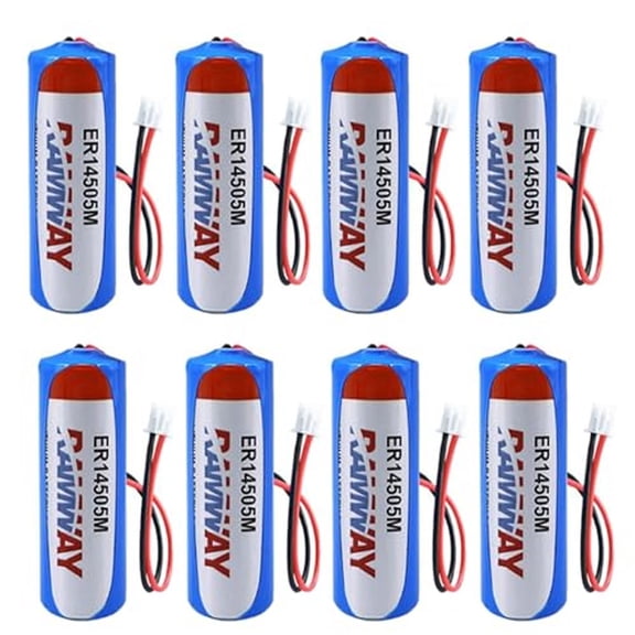 8 Pack 3.6V AA Batteries ER14505M 2200mAh High-Performance Lithium Battery with 2.54 Plug