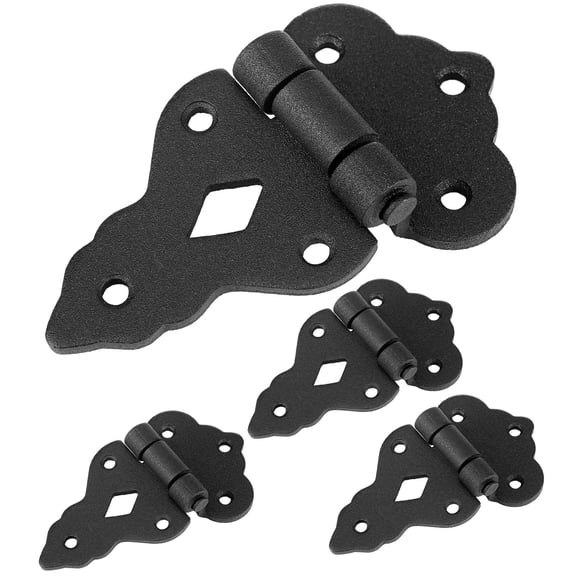 8 Pack 3/8 Inch Offset Cabinet Hinge for Door Gates Antique Black Powder Coated Vintage Heavy Duty Offset Wrought Iron Flush Mount Decorative Barn Hinges for Cabinets Wooden Box Wardrobes