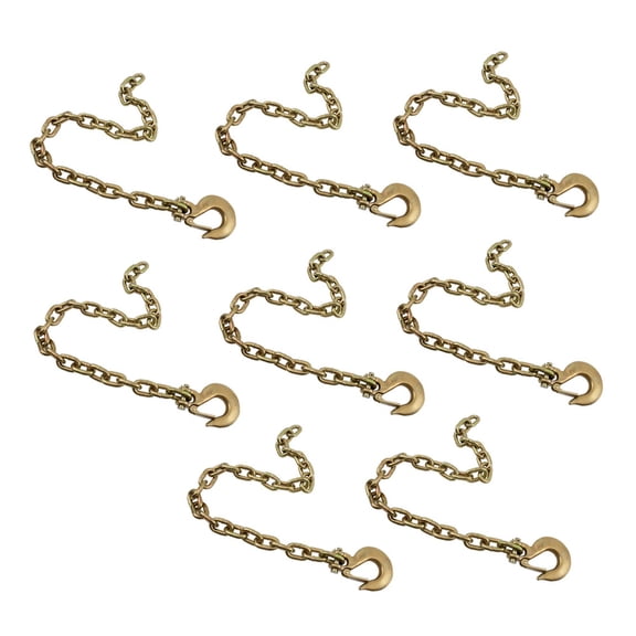 (8 Pack) 3/8" x 36" Trailer Safety Chains with Clevis Grab Hooks & Safety Clip | Grade 70 Binder Towing Trailer Chain