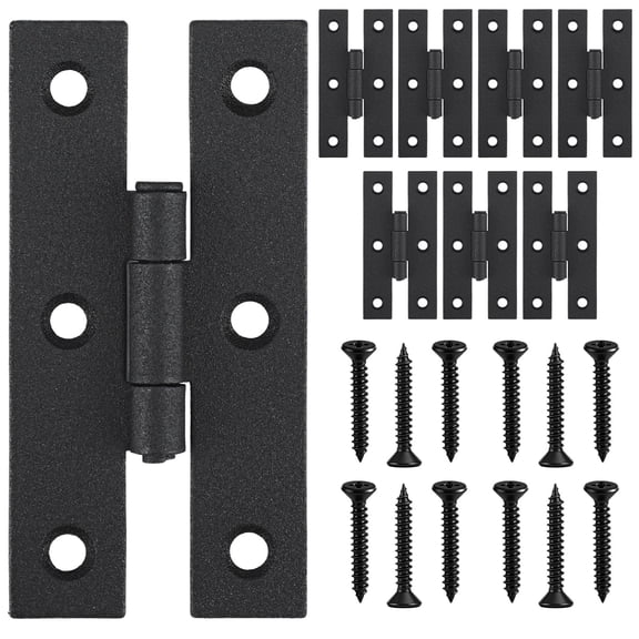 8 Pack 3 Inch Black Powder Coated Wrought Iron H Hinges