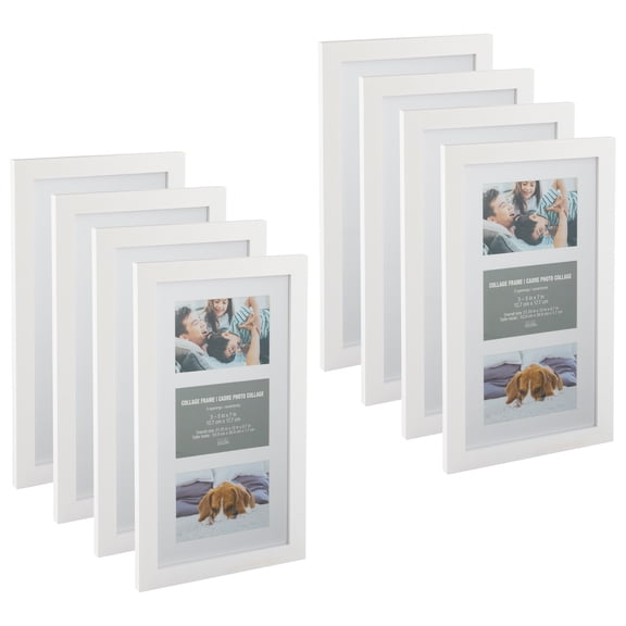 Studio Decor 3 Opening White 5" x 7" Collage Frame with Mat, 8 Pack