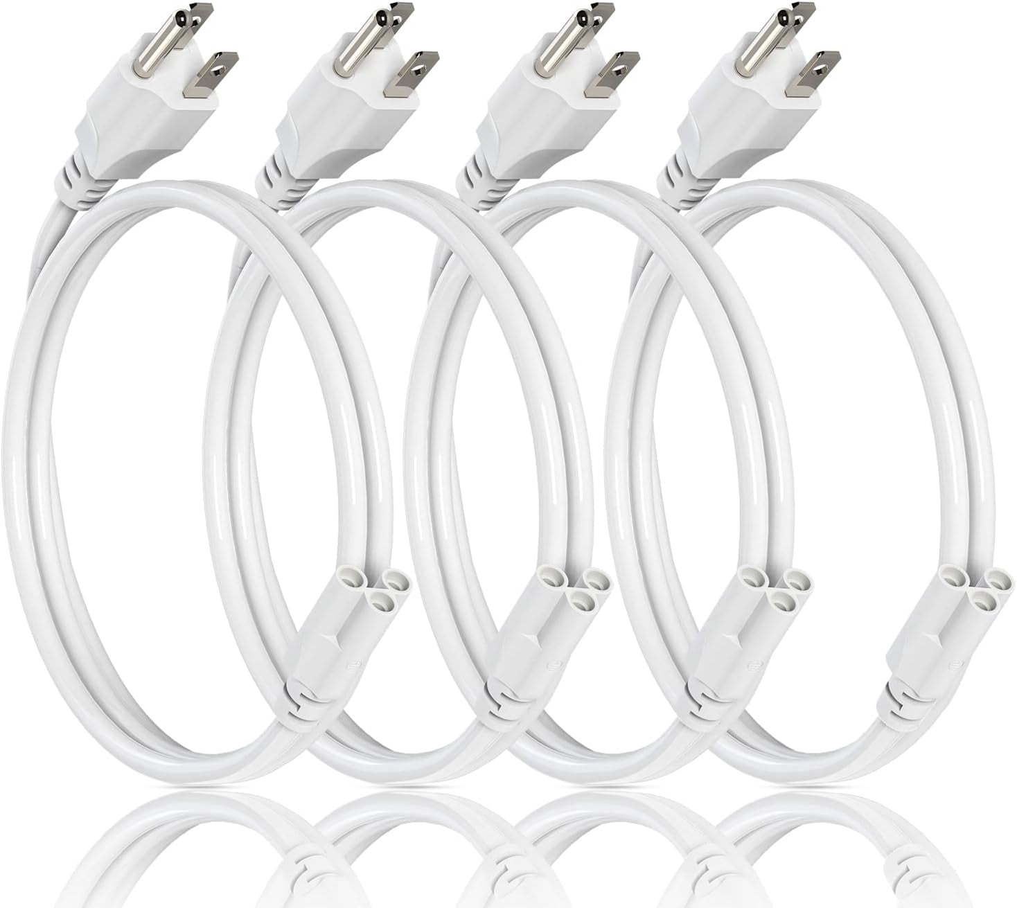 8 Pack 3-Prong US Plug T5 T8 Power Cords for Integrated LED Light Fixture