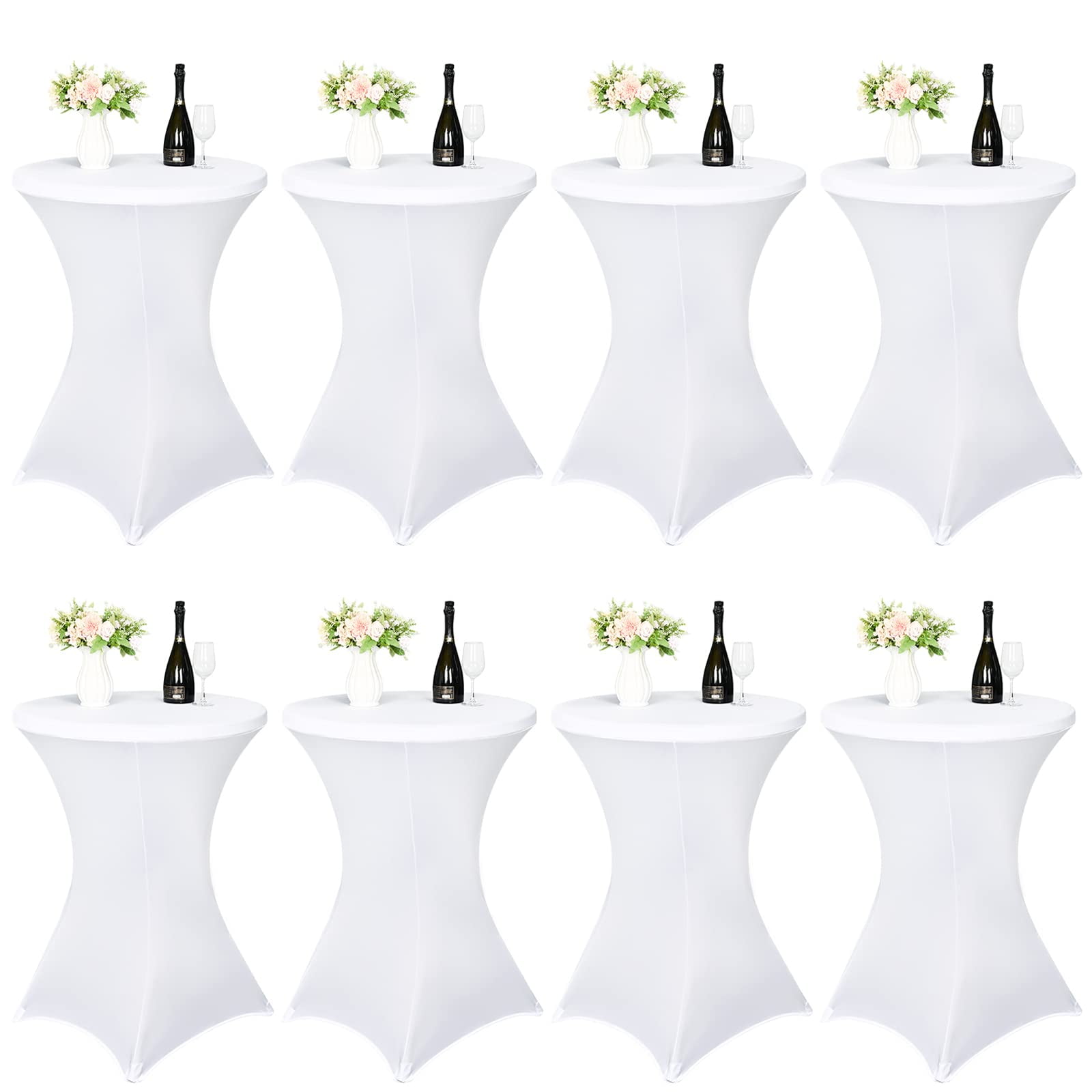 8 Pack 32x43 Inch Cocktail Spandex Stretch Square Corners Tablecloth