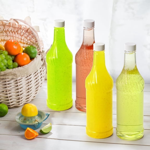 8 Pack 33 oz Plastic Soda Bottles with Caps, 1L Reusable Empty Clear PET Juice Container, Disposable Wine Bottles with White Lid for Drinking Beverage Water Liquor Beer Milk Smoothies