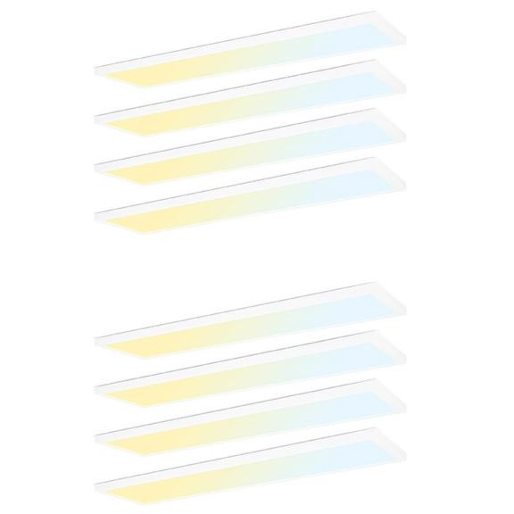 8 Pack 3CCT 1x4 FT LED Flat Panel Flush Mount Light, 5%-100% Dimmable