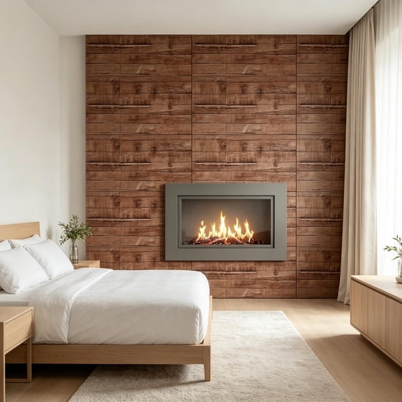 8-Pack 3D Faux Wood Polyurethane Wall Panels, Brown Wood Grain, Textured Accent Walls for Interior & Exterior, 61.8 Sq.Ft. Coverage