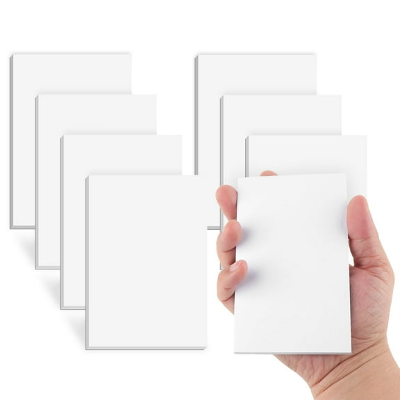 3x5 Inch Memo Pads 8 Pack, Blank Notepad with 50 Sheets Each, Small Writing Pads for Grocery Lists, Office Notes, Phone Messages, Portable Scratch Paper, White