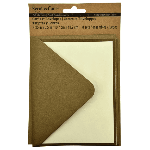 8 Pack 4.25 in x 5.5 in Notecard, Envelope Set, White Cards with Elegant Brown Border, Classic Design, Matching Envelopes, Perfect for Thank You Notes, Greetings, Invitations, Brown