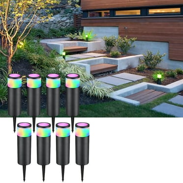 8 Pack Low Voltage LED Pathway Lights, Low Voltage Spot Lights, Wired Driveway Lights, AC/DC 12-24V Color Changing Landscape Lighting, RGBW