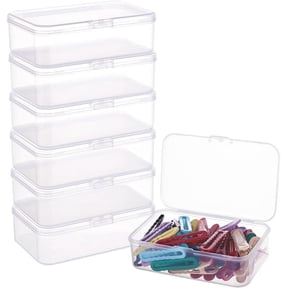 8 Pack 4.6x2.8x1.3 Rectangle Clear Plastic Bead Storage Containers Box Case with lid for Pins Tiny Bead Jewelry Findings and Other Small Items DIY Clear
