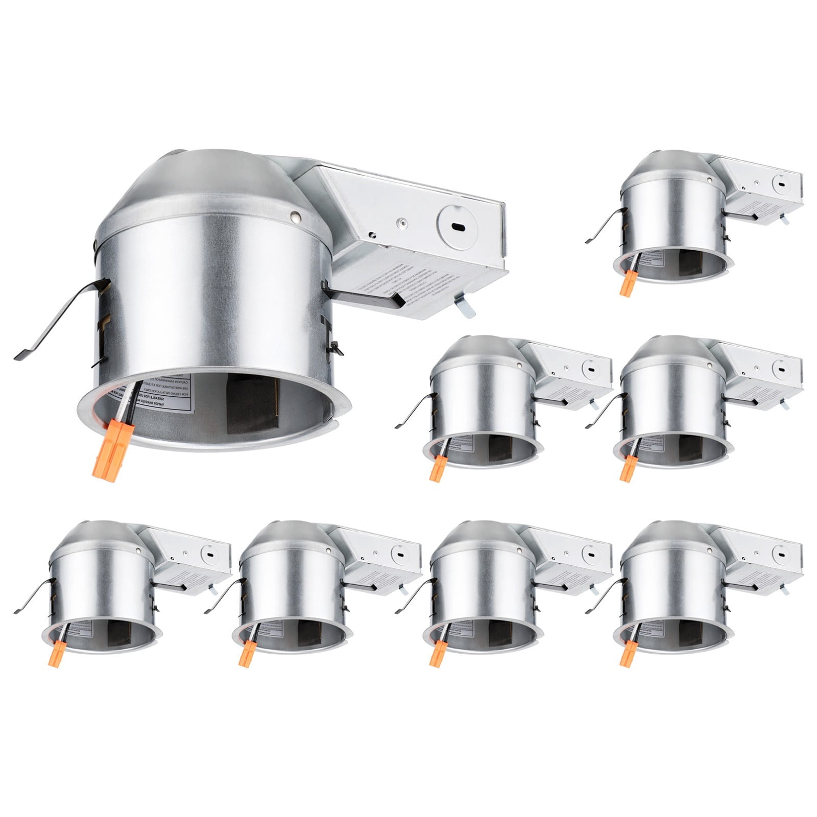 8 Pack 4 Inch IC Rated Air Tight Remodel Shallow LED Recessed Housing Can, 120-277V Max 15W Compatible, TP24 Connector, ETL Certified, Damp Location Rated