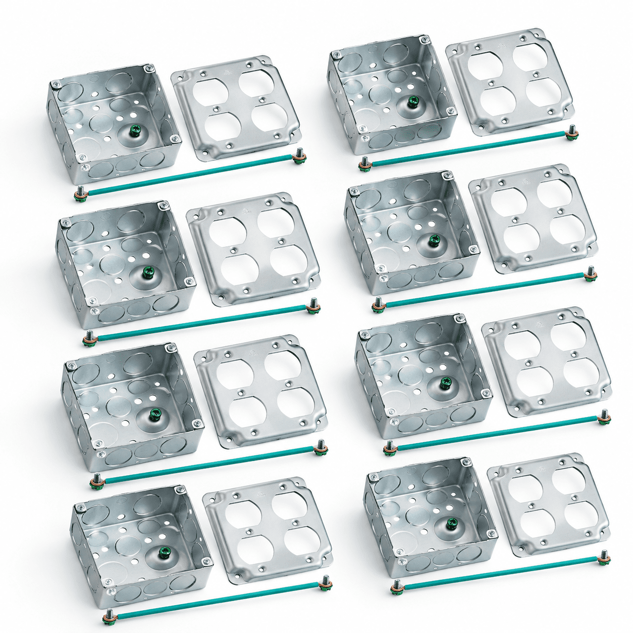 8 Pack 4 Inch Metal Electrical Box with 2 Duplex Receptacle Covers ...