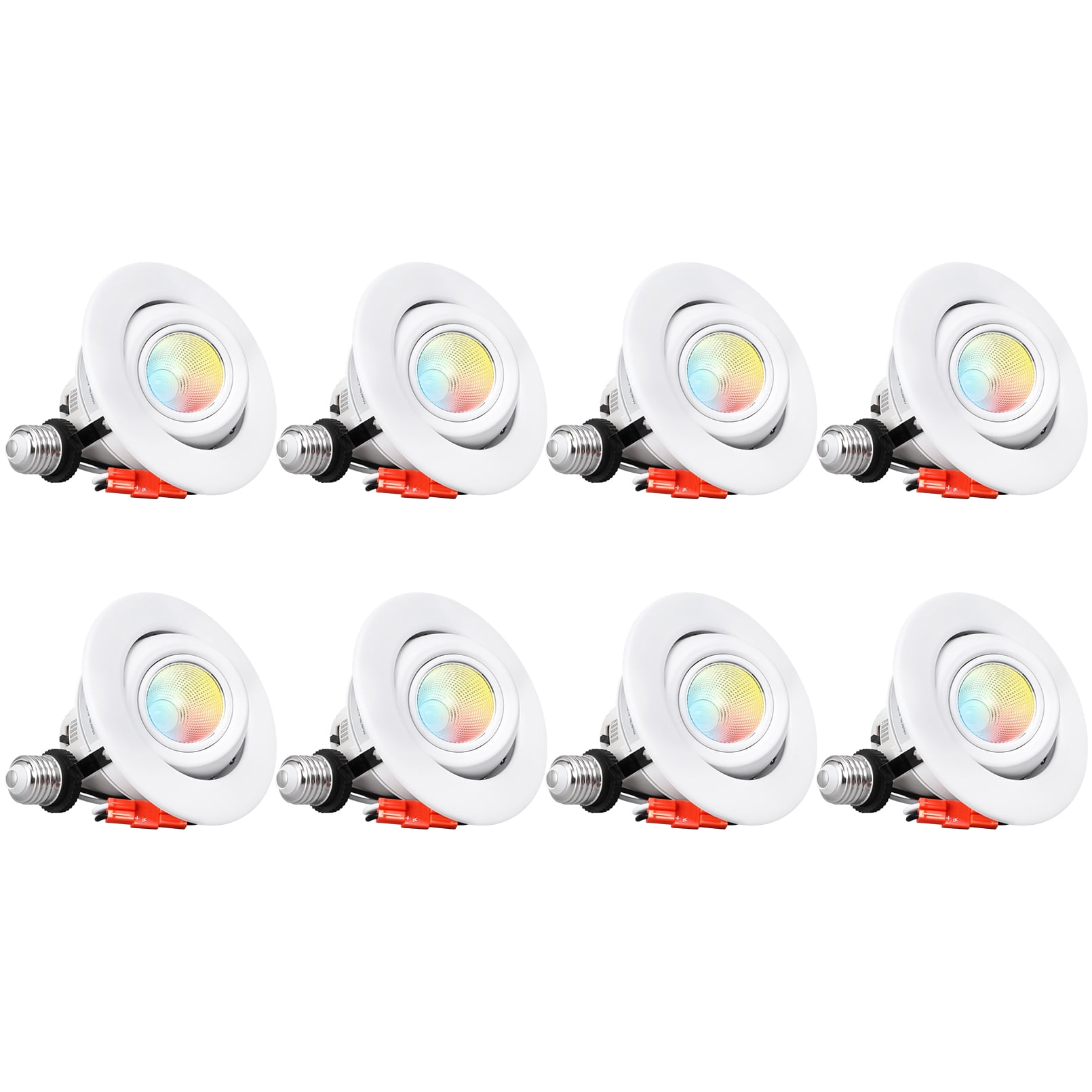 8 Pack 4" LED Gimbal Recessed Light Dimmable, 9W Adjustable Eyeball Downlight, CRI90, Directional Eyeball Can Light, ETL Listed, 5CCT