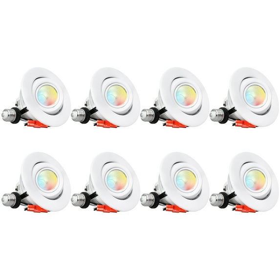 8 Pack 4" LED Gimbal Recessed Light Dimmable, 9W Adjustable Eyeball Downlight, CRI90, Directional Eyeball Can Light, ETL Listed, 5CCT