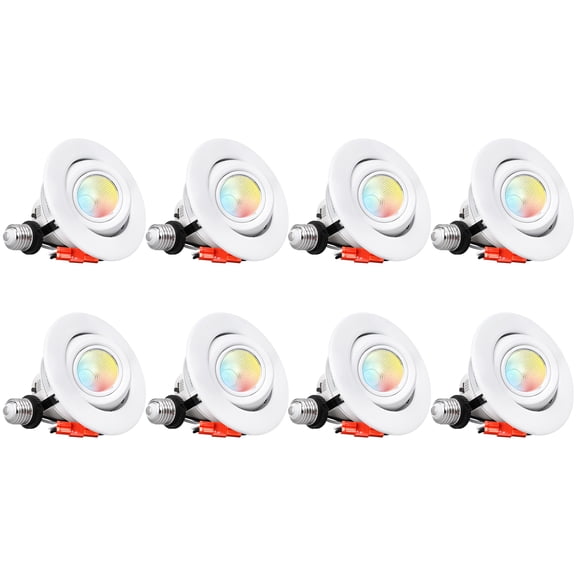 8 Pack 4" LED Gimbal Recessed Light Dimmable, 9W Adjustable Eyeball Downlight, CRI90, Directional Eyeball Can Light, ETL Listed, 5CCT